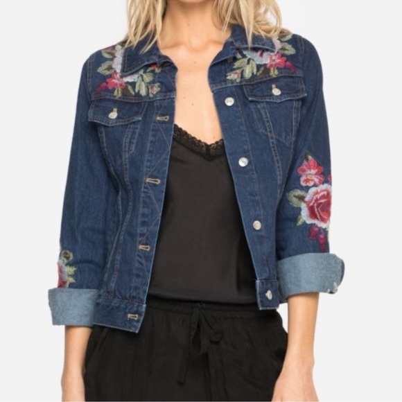 Johnny Was Jackets & Blazers - JOHNNY WAS WORKSHOP Desi Embroidered Denim Jacket, Size LARGE, NWOT